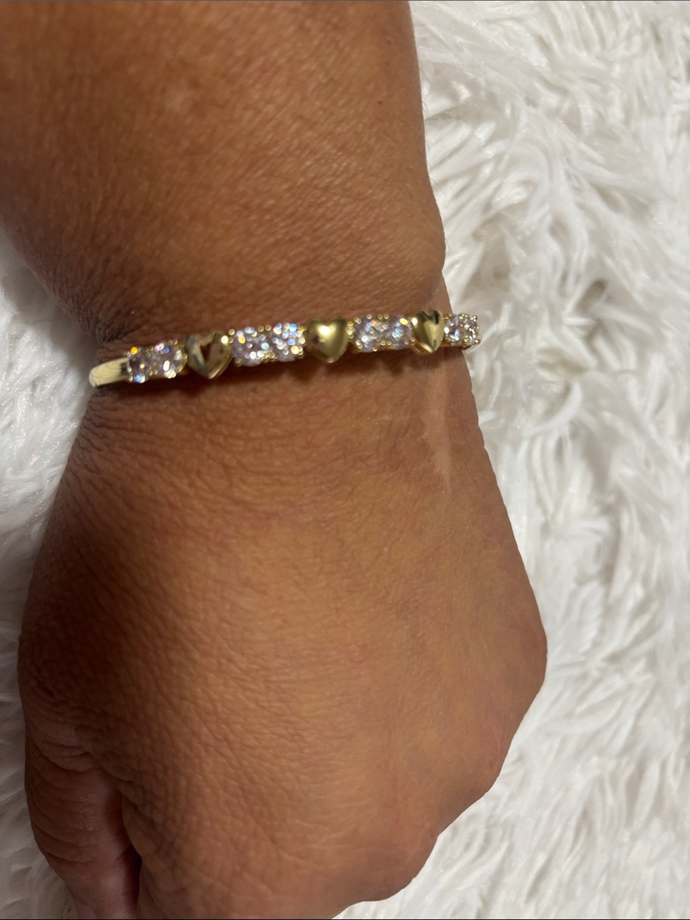 Gold Heart and Crystal Bangel - Women Jewelry